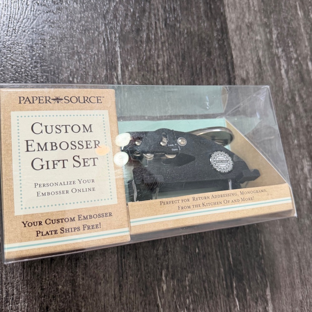 Paper Source Custom Embosser Gift Set Black Silver Personalized Monogram